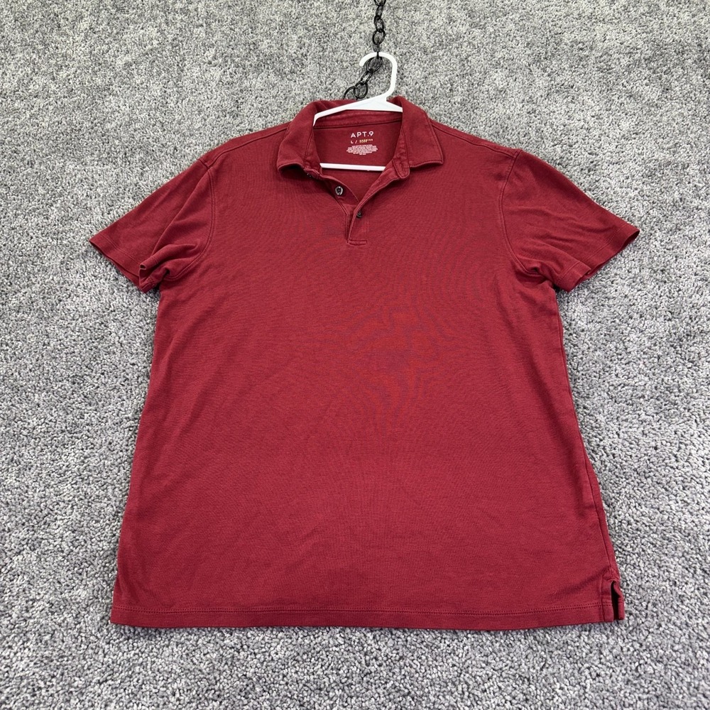 Apt. 9 Polo Shirt Mens Large Red Premier Flex Cotton Casual Knit Summer Top